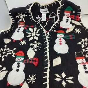 Designers Originals Studio Joy Ugly Christmas Sweater Vest XL Snowman Scarfs